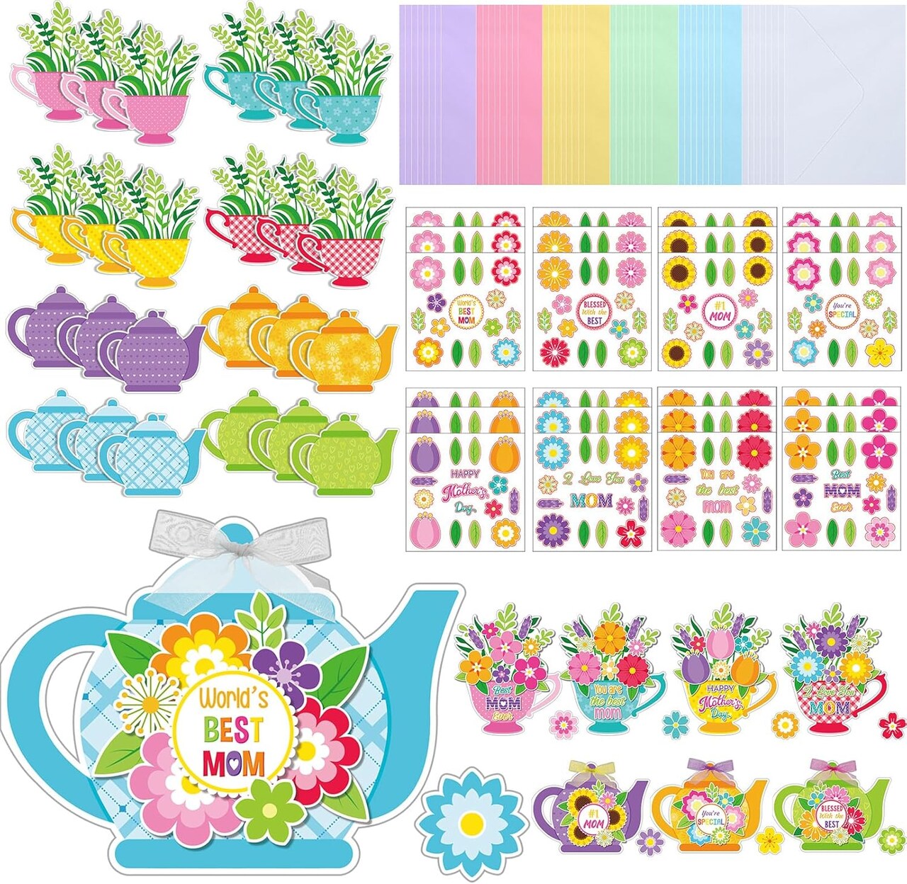 24 Sets Summer Card Making Kits DIY Spring Greeting Crafts Set Include 24 Cards 24 Envelopes 24 Sheets Stickers for Women Men Spring Mothers Day Valentine Handmade Crafts